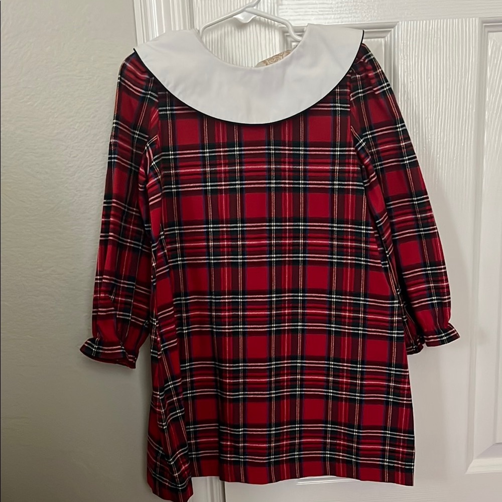 The Beaufort Bonnet Company Red Plaid Dress with White Collar